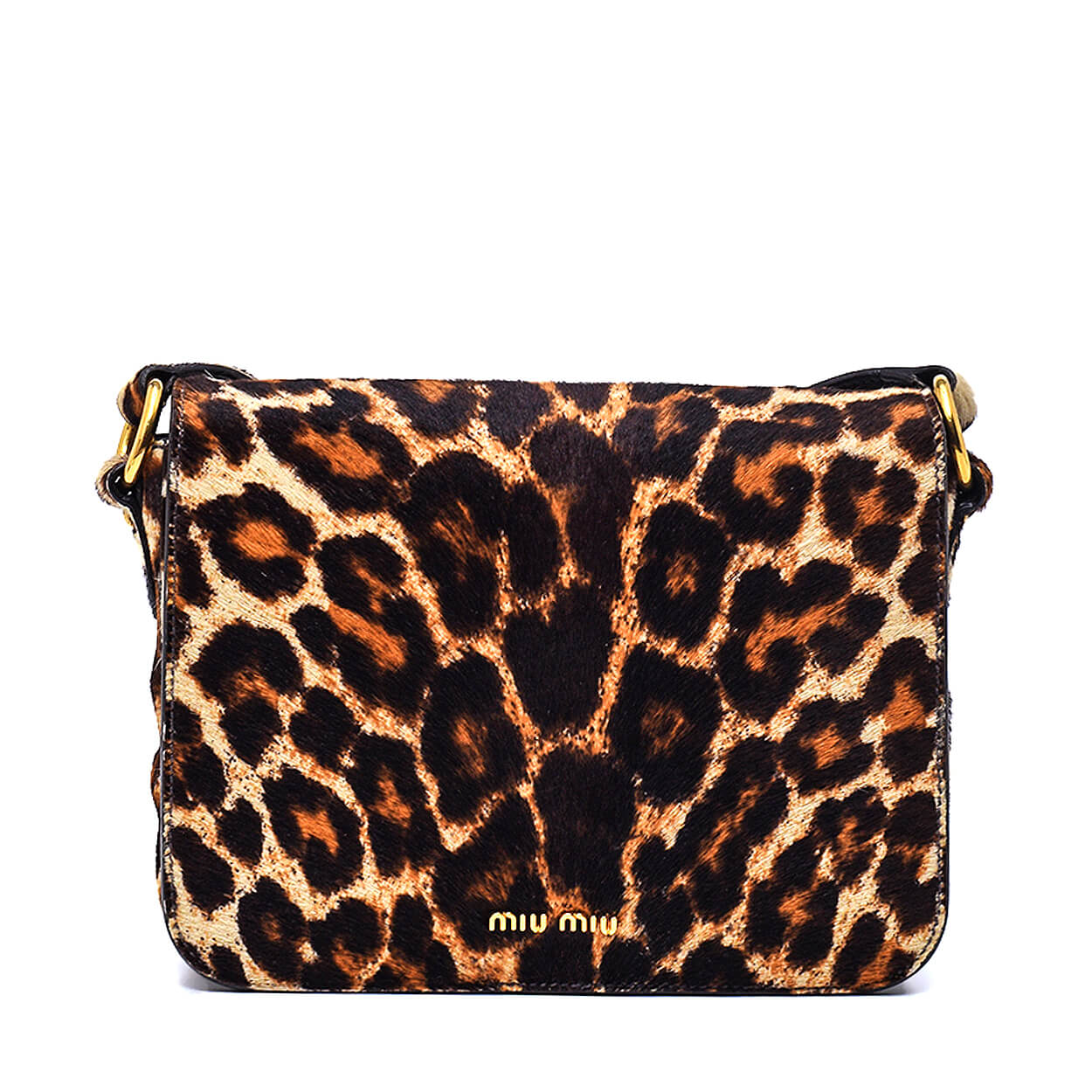 Miu Miu - Leopar Ponyhair Small Madras Crossbody Bag